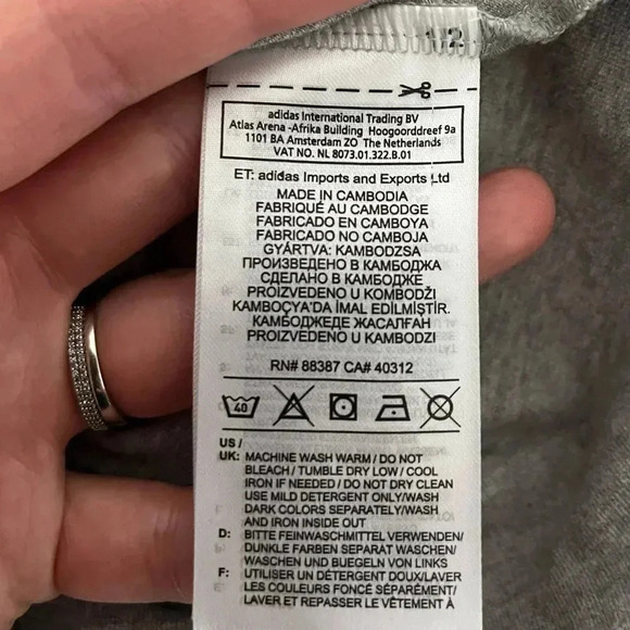 Adidas/ 💰2 FOR $10💰Grey  and white/ Long sleeve shirt/ Size US XS - Picture 7 of 10